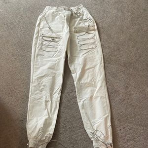 White jogger pants